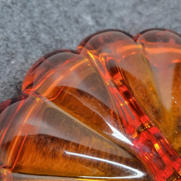 Viking Orange Starburst Glass Ashtray 6.5" Round Dish Trinket Mid Century Art - Picture 14 of 15